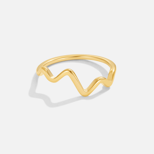 Damen Goldring Modernes Minimalistisches Design Mit Sanfter Wellenform Schmuck Für Allein- Oder Kombi-Look Graça