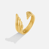 Elisa Damen Goldring Mit Engelsflügel Design Offener Verstellbarer Ring Aus Hochwertiger Goldlegierung