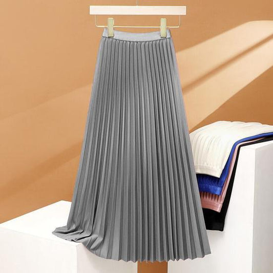 Langer Stretch-Faltenrock mit hoher Taille, elegant und bequem, perfekt für einen raffinierten und femininen Look