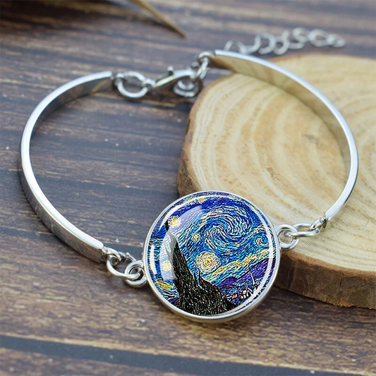 Armband Mit Künstlerischem Sternennacht Anhänger Mirella Inspiriert Von Van Goghs Sternennacht