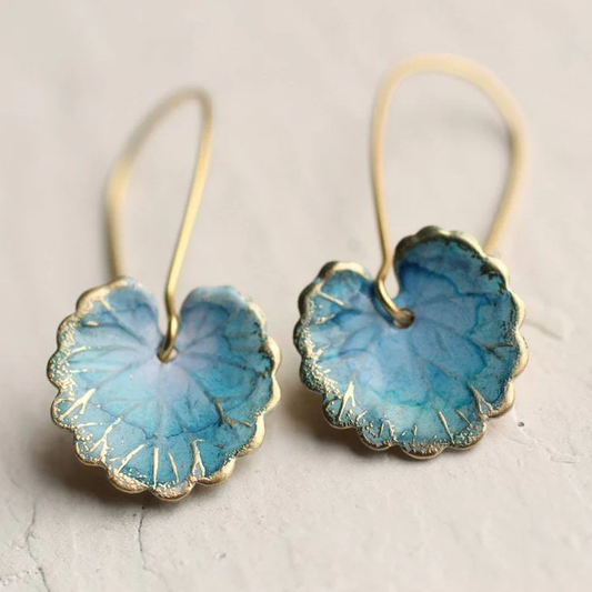 Vintage Blaue Blatt Ohrringe