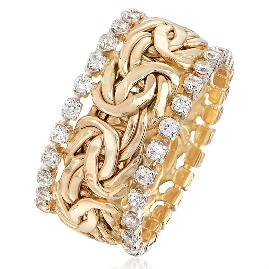 Verflochtener Ring Vergoldet Mit Kubischen Zirkonien Elegantes Damenschmuckstück