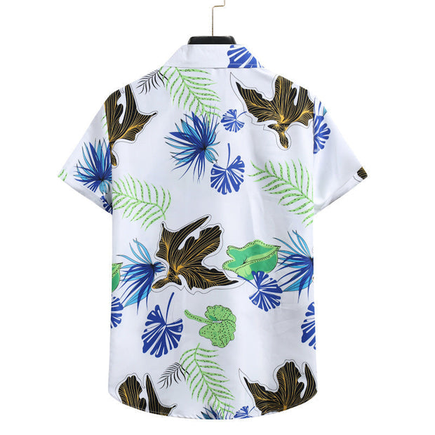 Schones bedrucktes Herren Kurzarm Hemd im Blumen Look