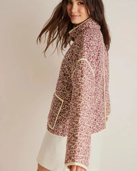 Jacke mit Blumenmuster, Taschen und überschnittenen Schultern in Lila