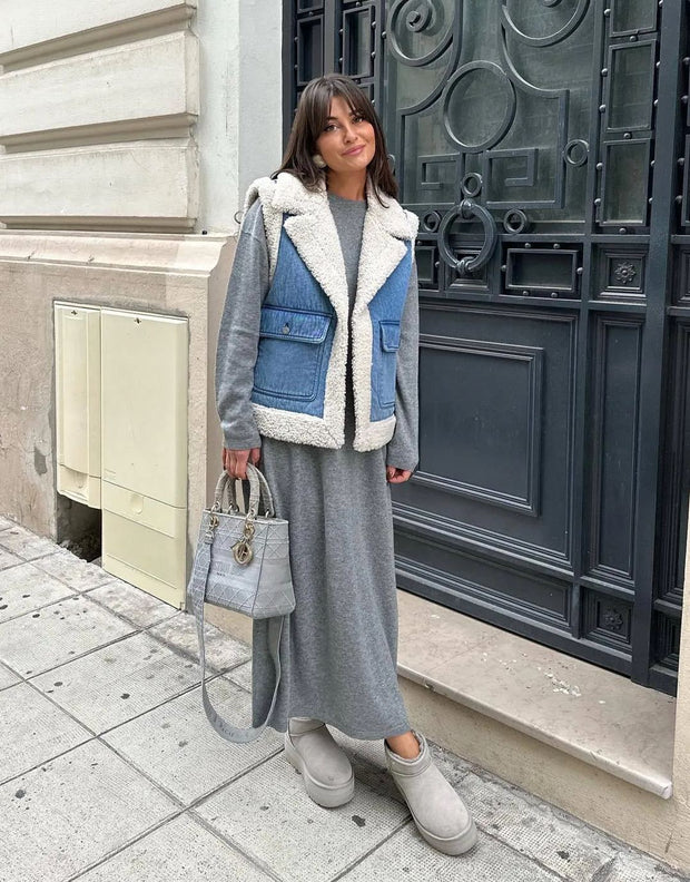 Jeansweste mit Reverskragen und Taschen