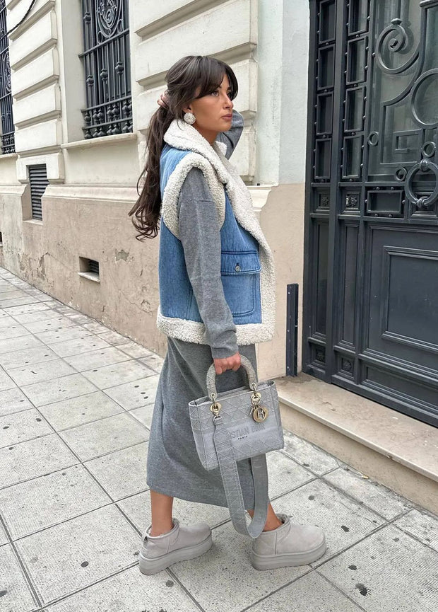 Jeansweste mit Reverskragen und Taschen