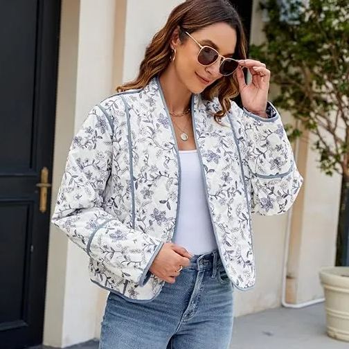 Jacke zum Wenden mit Blumenmuster und Ethno-Muster