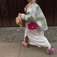 Jacke mit Blumenmuster, Patchwork und Taschen