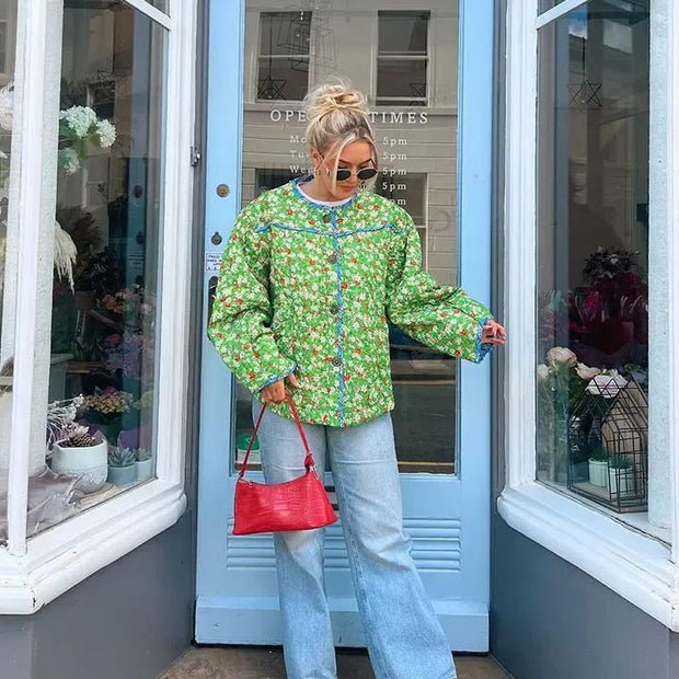 Lockere Jacke mit Blumenmuster