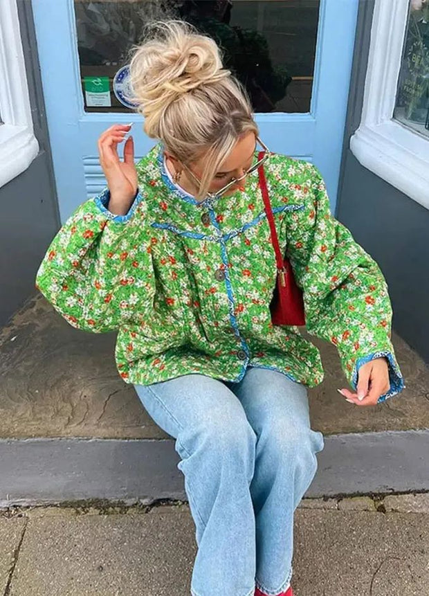 Lockere Jacke mit Blumenmuster