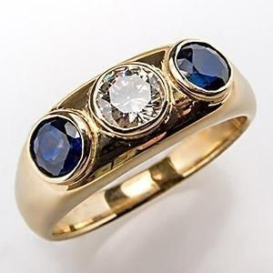 Goldring Mit Kubischen Zirkonien in Blauem Vintageglas Eleganter Zeitloser Schmuckring