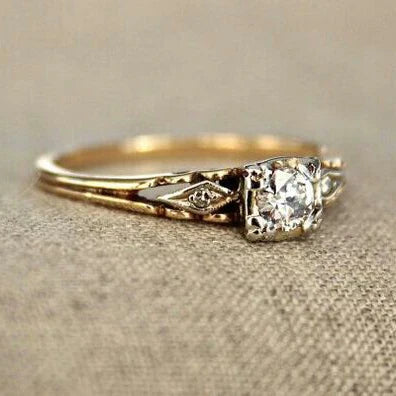 Vintage Ring Aus Feinem Gold Mit Zirkonien Kalila Elegantes Klassisches Schmuckstück Für Damen Romantisch Und Zeitlos