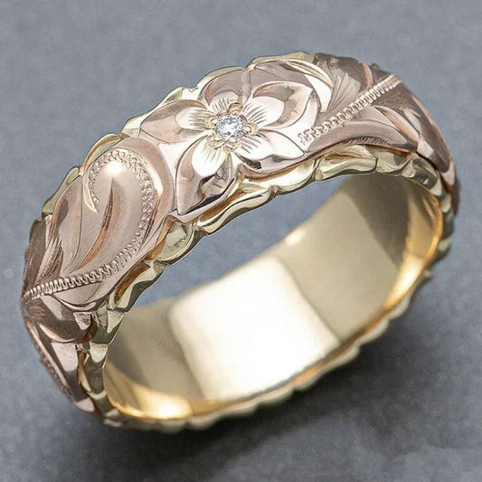 Vintage Roségold Ring Mit Feinem Blumenmotiv Aus Roségold Mit Zierlichen Blumenmotiven