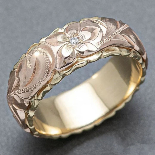 Vintage Roségold Ring Mit Feinem Blumenmotiv Aus Roségold Mit Zierlichen Blumenmotiven
