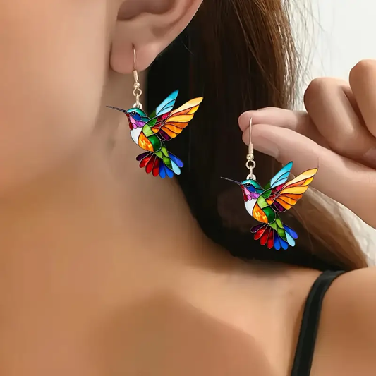 Kolibri Ohrringe Damen Tropisches Transparentes Design Maritza Leichte Glänzende Schmuckstücke