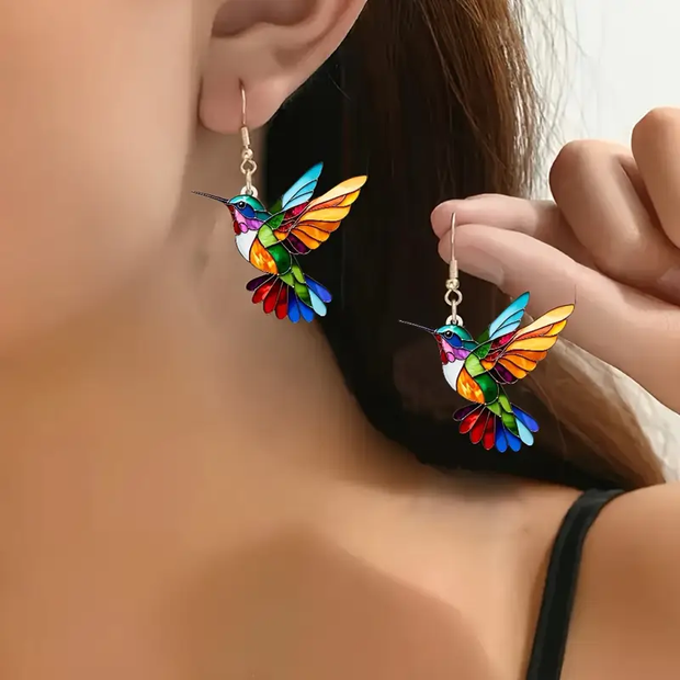 Kolibri Ohrringe Damen Tropisches Transparentes Design Maritza Leichte Glänzende Schmuckstücke