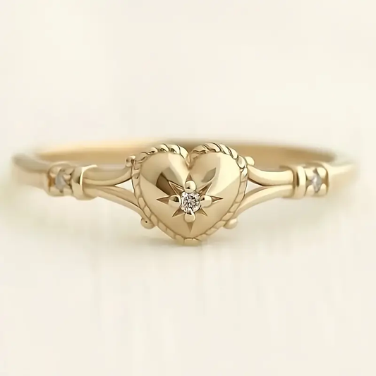 Elegant ring mit Herz und Stern in Gold