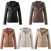 Moderne Lederjacke mit Kapuze