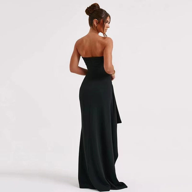 Langes elegantes Damenkleid mit hohem Schlitz - Noémie