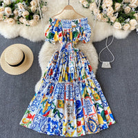 Schulterfreies Kleid mit Puffärmeln im Bohème-Stil für Damen - Marisol