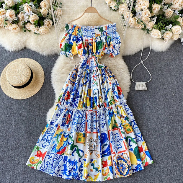 Schulterfreies Kleid mit Puffärmeln im Bohème-Stil für Damen - Marisol