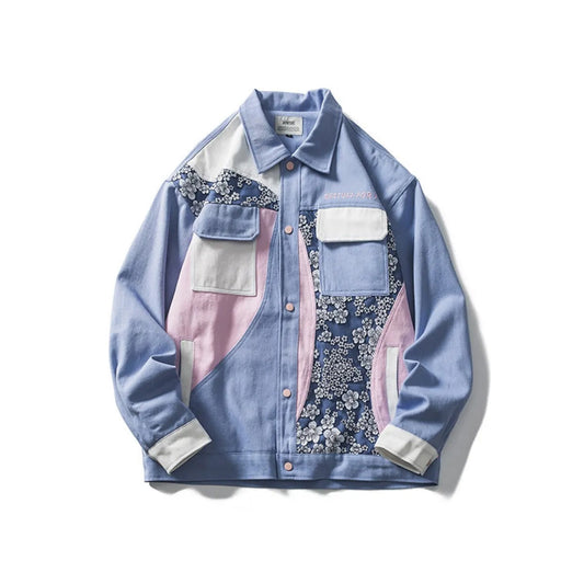 Patchwork-Jacke aus Baumwolle mit Blumendruck für Herren - Elric