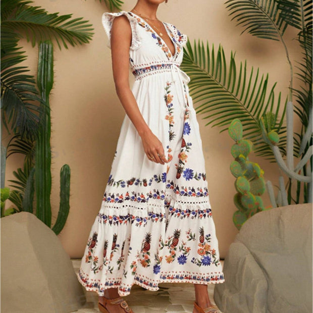 Bohème besticktes langes Kleid für Frauen - Ameyal