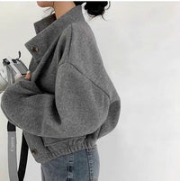 Graue kurze Wolljacke für Frauen - Mauwi