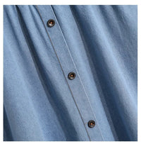 Damen Midirock Denim mit Gummizug in der Taille und Knöpfen - Renata