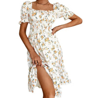 Geblümtes Midikleid mit Puffärmeln im Vintage-Stil für Damen - Julieta