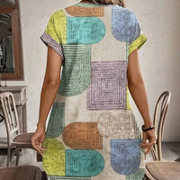Bohème Hemdblusenkleid mit geometrischem Muster für Damen - Galilea