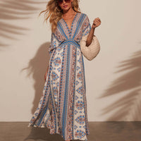 Bohème Frauenkleid mit Kimono-Ärmeln und V-Ausschnitt - Yara