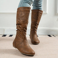 Flache High-Top-Stiefel mit seitlichen Raffungen - Rhea