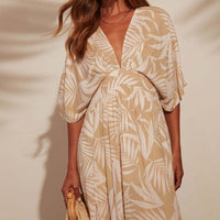 Bohème Frauenkleid mit Kimono-Ärmeln und V-Ausschnitt - Yara