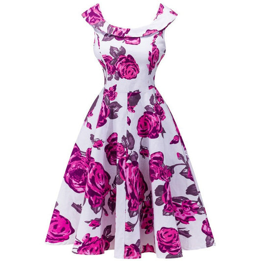 Damen Midikleid mit floralem Bootausschnitt und ausgestelltem Schnitt - Brigitte