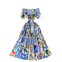 Schulterfreies Kleid mit Puffärmeln im Bohème-Stil für Damen - Marisol