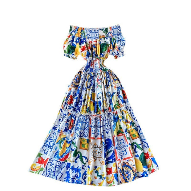Schulterfreies Kleid mit Puffärmeln im Bohème-Stil für Damen - Marisol