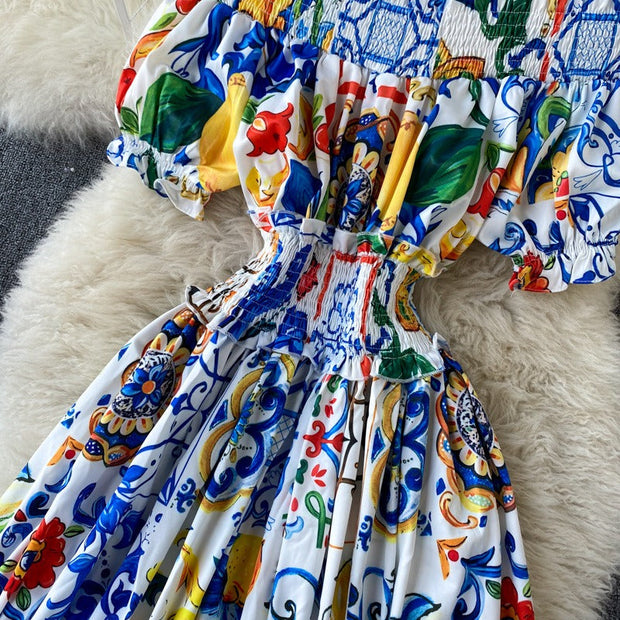 Schulterfreies Kleid mit Puffärmeln im Bohème-Stil für Damen - Marisol