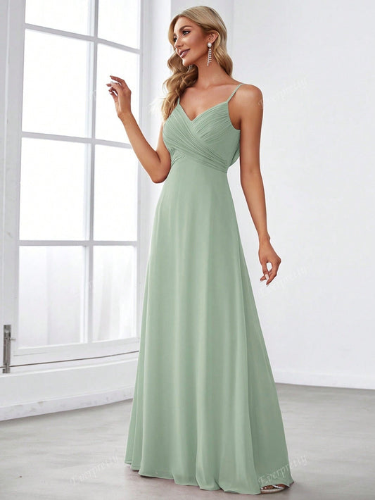 Langes elegantes Chiffonkleid mit dünnen Trägern - Estrella