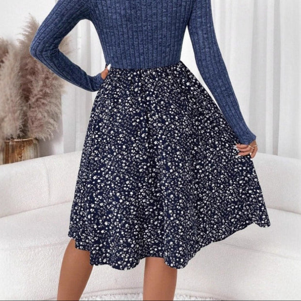 Hochtaillierter floraler Midirock für Damen - Dalia