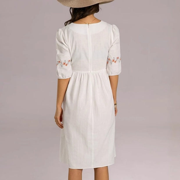 Baumwollkleid mit Dreiviertel-Ärmeln - Carmona