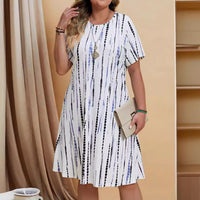 Damen Freizeitkleid mit geometrischem Print ausgestellter Schnitt - Annemarie
