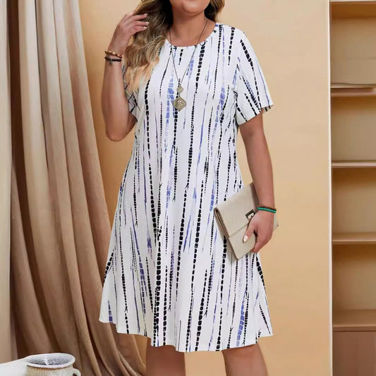 Damen Freizeitkleid mit geometrischem Print ausgestellter Schnitt - Annemarie