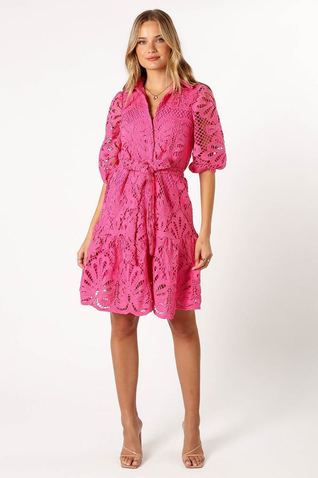 Frau Kleid floral Spitze Ballon Ärmel romantischen Stil - Yanet