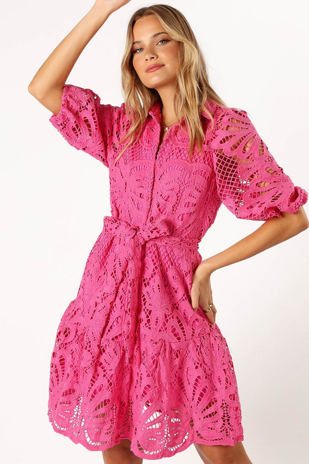 Frau Kleid floral Spitze Ballon Ärmel romantischen Stil - Yanet