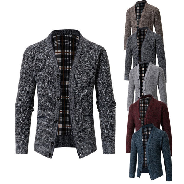 Schottenkaro gefütterte Strickjacke für Herren - Morten