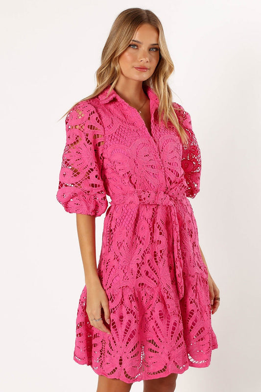 Frau Kleid floral Spitze Ballon Ärmel romantischen Stil - Yanet