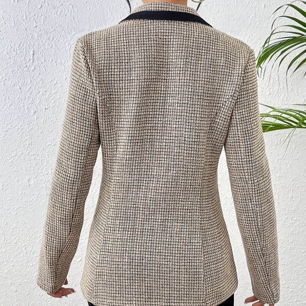 Damen Jacke Tweed Stoff Kontrast Revers eleganten Stil - Noémie