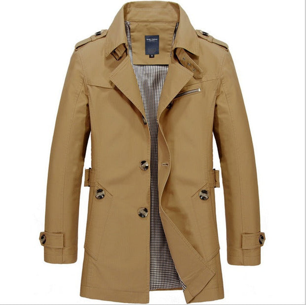 Langer wasserdichter Herren-Trenchcoat mit Doppelknöpfen - Miles