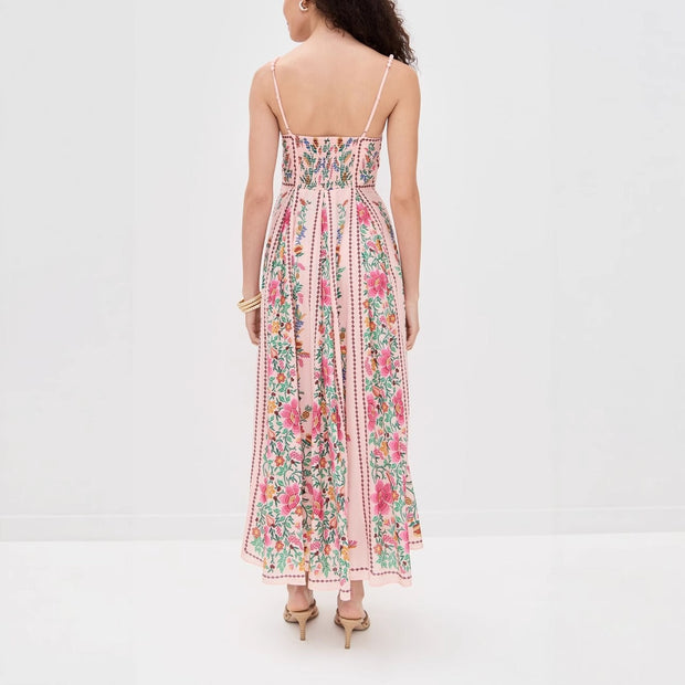 Langes romantisches Kleid mit Blumendruck und dünnen Trägern - Tatiana
